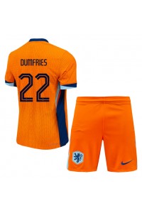 Nederland Denzel Dumfries #22 Babytruitje Thuis tenue Kind EK 2024 Korte Mouw (+ Korte broeken)